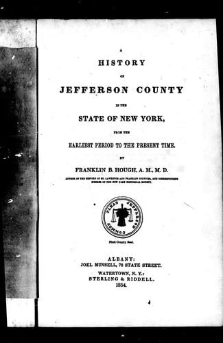 A history of Jefferson County in the state of New York