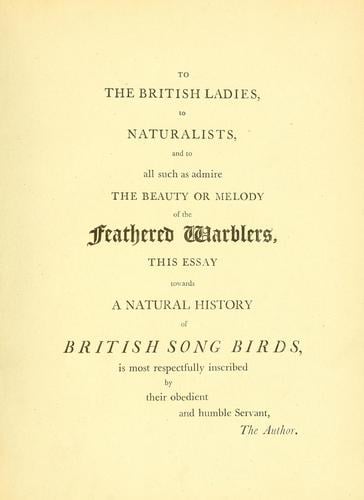 Harmonia ruralis, or, An essay towards a natural history of British song birds