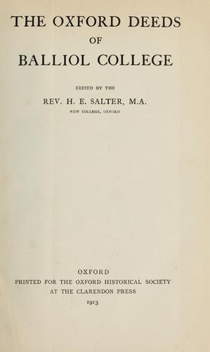The Oxford deeds of Balliol college