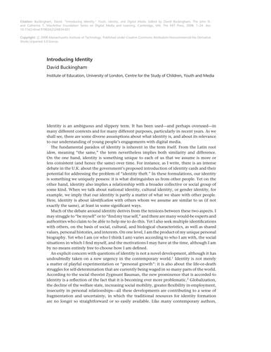 Youth, Identity, and Digital Media