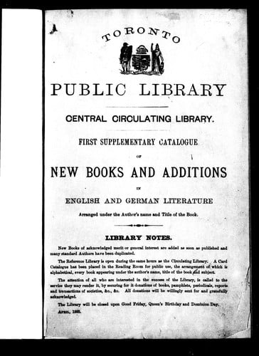 First supplementary catalogue of new books and additions in English and German literature, arranged under the author's name and title of the book