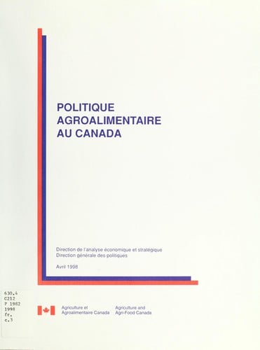 Politique agroalimentaire au Canada