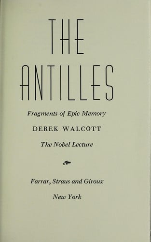 The Antilles: Fragments of Epic Memory