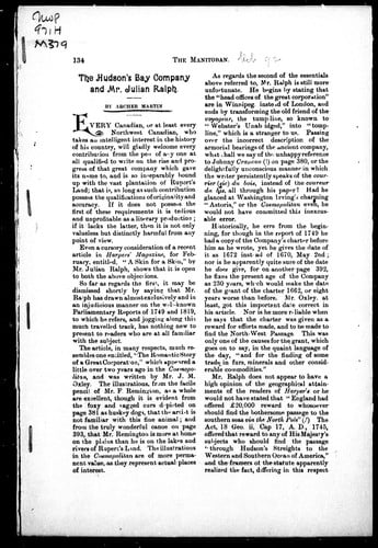 The Hudson's Bay Company and Mr. Julian Ralph