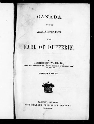 Canada under the administration of the Earl of Dufferin