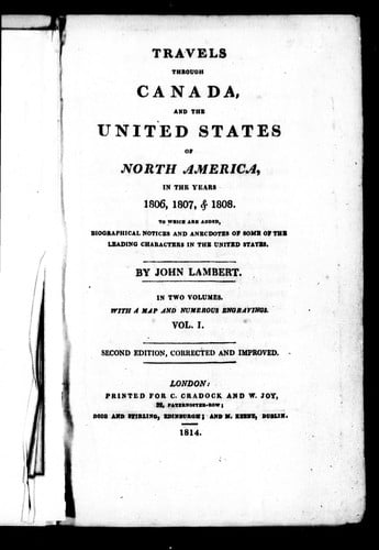 Travels through Canada, and the United States of North America, in the years 1806, 1807, & 1808