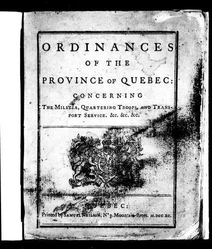 Ordinances of the province of Quebec