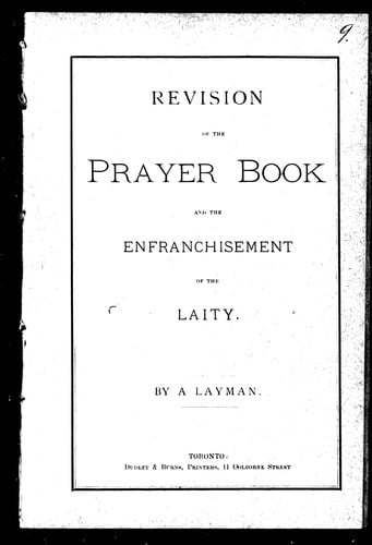 Revision of the Prayer book and the enfranchisement of the laity