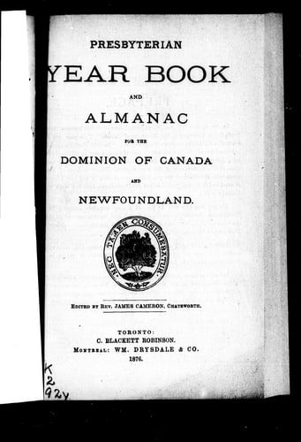 Presbyterian year book and almanac for the Dominion of Canada and Newfoundland