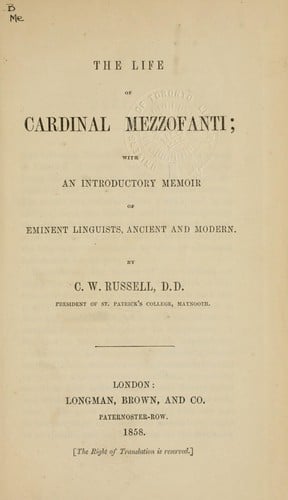 The life of Cardinal Mezzofanti