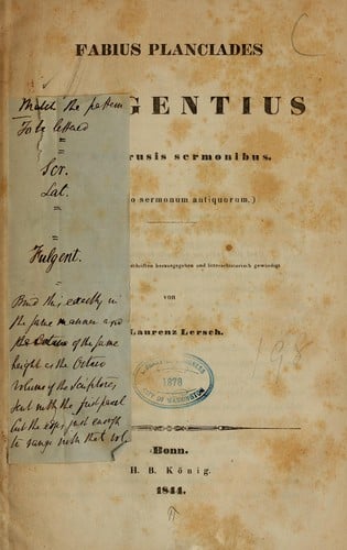 Fabius Planciades Fulgentius ...