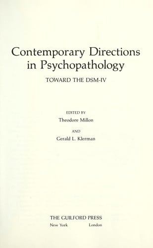 Contemporary directions in psychopathology : toward the DSM-IV