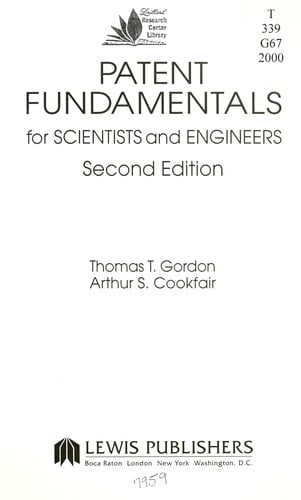 Patent fundamentals for scientists and engineers