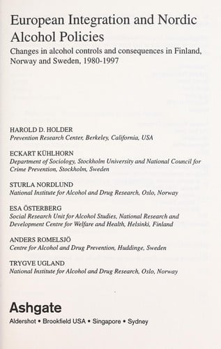 European integration and Nordic alcohol policies