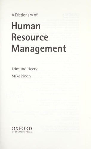 A dictionary of human resource management