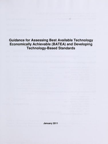 Guidance for assessing best available technology economically achievable (BATEA) and developing technology-based standards