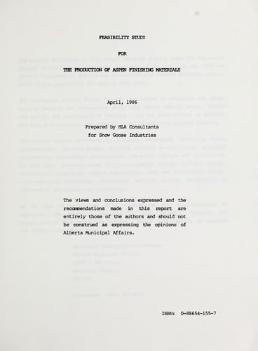 Feasibility study for the production of aspen finishing materials