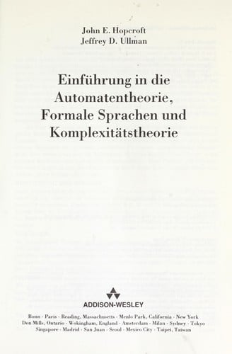 Einfu hrung in die Automatentheorie, formale Sprachen und Komplexita tstheorie