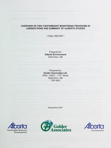 Overview of fish contaminant monitoring programs in jurisdictions and summary of Alberta studies