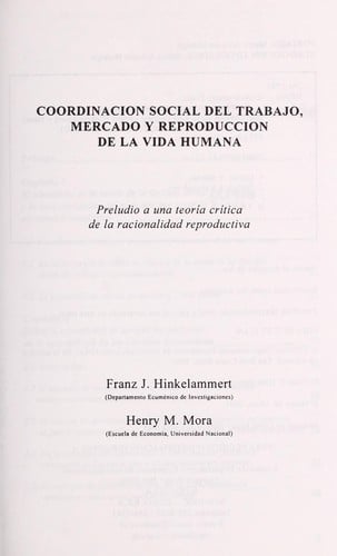 Coordinacio n social del trabajo, mercado y reproduccion de la vida humana