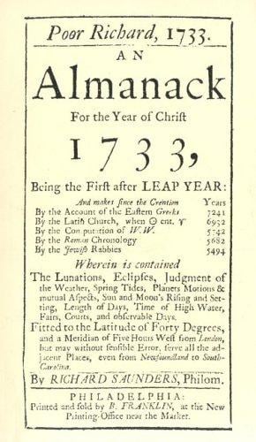 Poor Richard, 1733 an Almanack