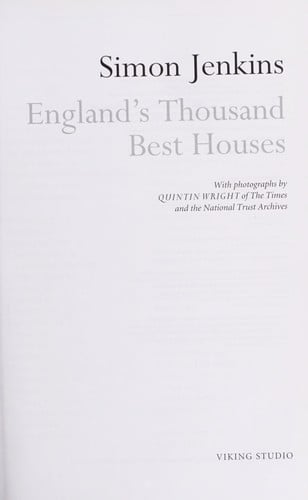 England's thousand best houses