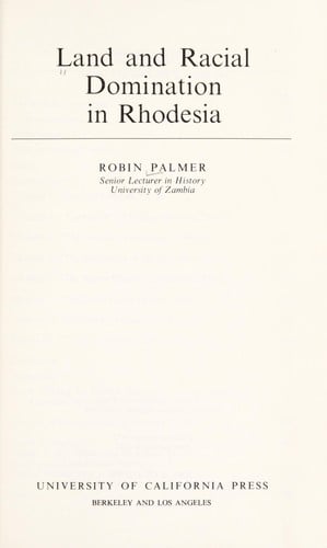 Land and racial domination in Rhodesia