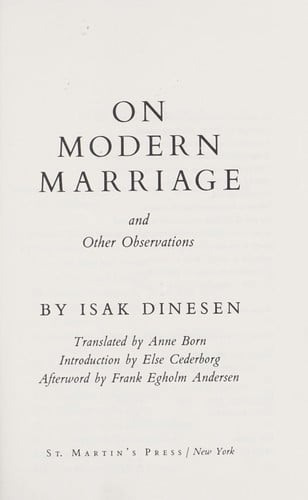 On modern marriage