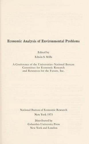 Economic analysis of environmental problems