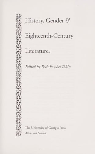 History, gender & eighteenth-century literature