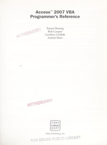 Access 2007 VBA programmer's reference