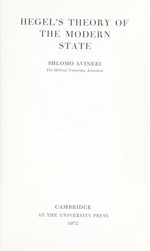 Hegel's theory of the modern state. --