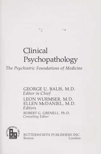 Clinical psychopathology