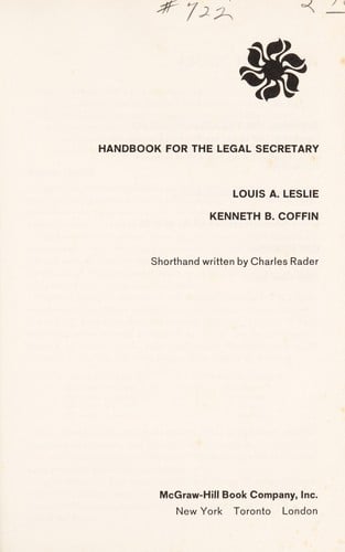 Handbook for the legal secretary