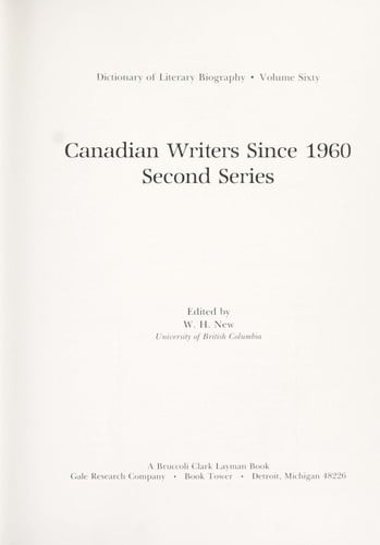 Canadian writers since 1960