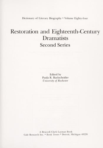 Restoration and eighteenth-century dramatists