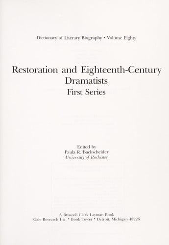 Restoration and eighteenth-century dramatists