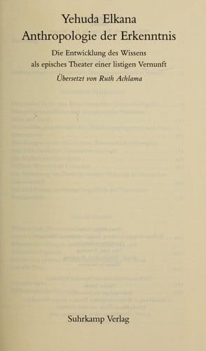 Anthropologie der Erkenntnis