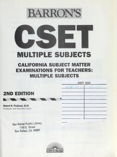 Barron's how to prepare for the CSET multiple subjects