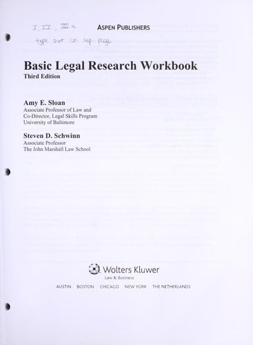 Basic legal research workbook
