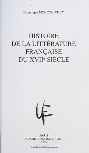 Histoire de la littérature française du XVIIe siècle