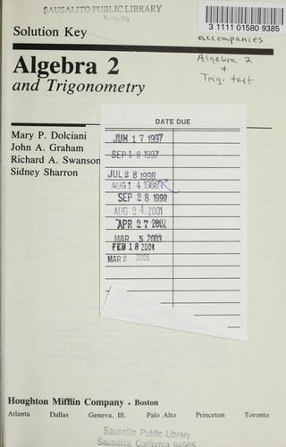 Algebra 2 and trigonometry