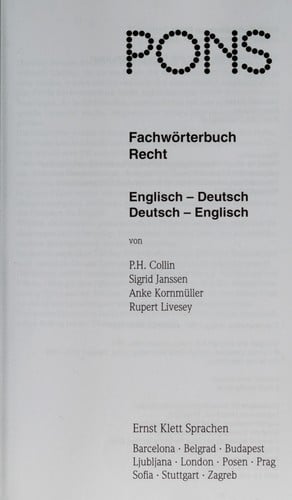 PONS Fachwo rterbuch Recht