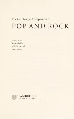 The Cambridge companion to pop and rock