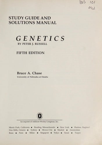 Study guide and solutions manual, Genetics by Peter J. Russell