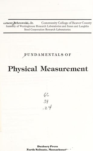Fundamentals of physical measurement