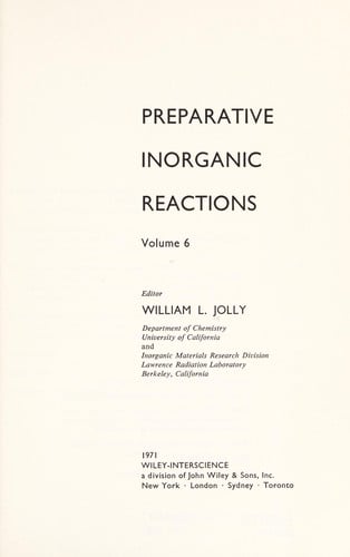 Preparative inorganic reactions