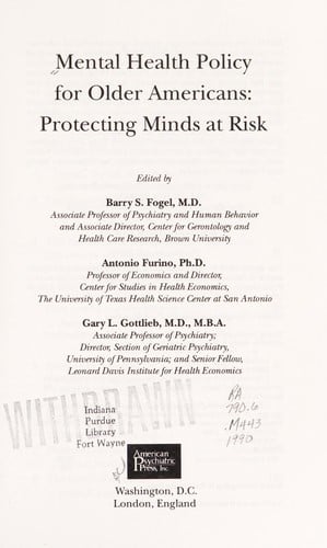 Mental health policy for older Americans