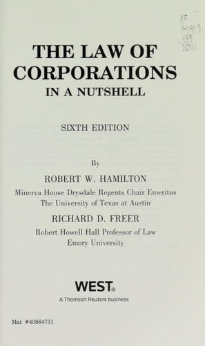 The law of corporations in a nutshell