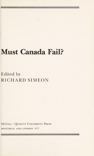 Must Canada fail?